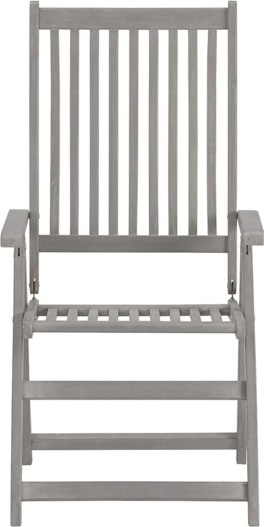 "2026 Aktion"Outdoor-Stuhl/Picknickstuhl - Verstellbare Gartenstühle 2er Set - Gartensessel - Grau Massivholz Akazie - 57x69x110 cm DEMöbel 6361752