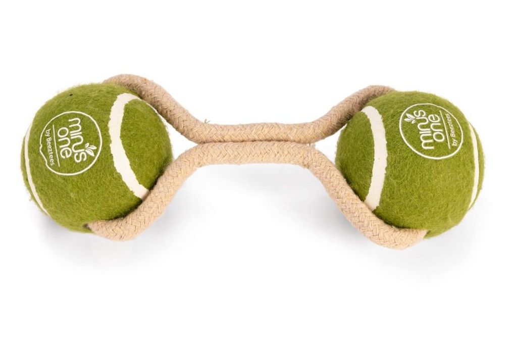 Beeztees Minus One Duo Tennisball Seil – Hundespielzeug – GrÃ1/4n/ Braun –