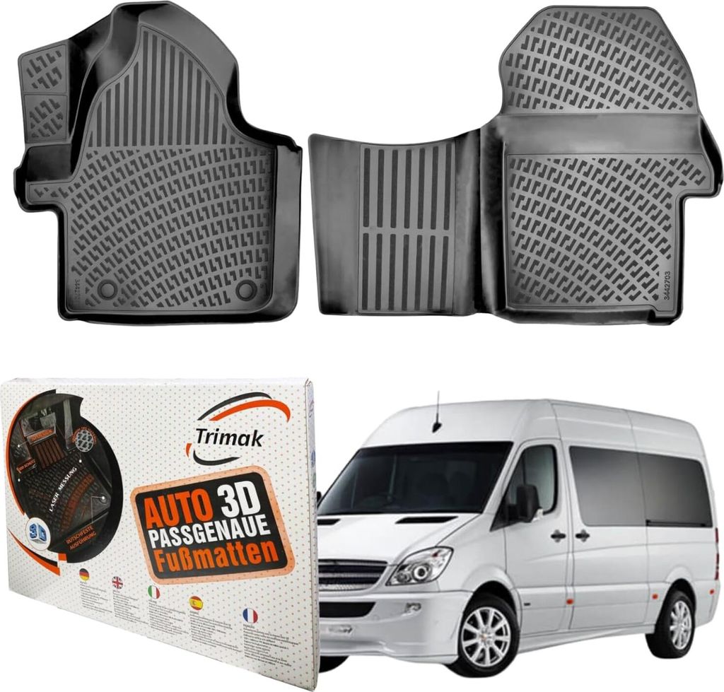 Trimak Autofußmatten kompatibel mit Mercedes-Benz Sprinter 907 ab 2018 Kleinbus Auto Allwetter Gummimatten