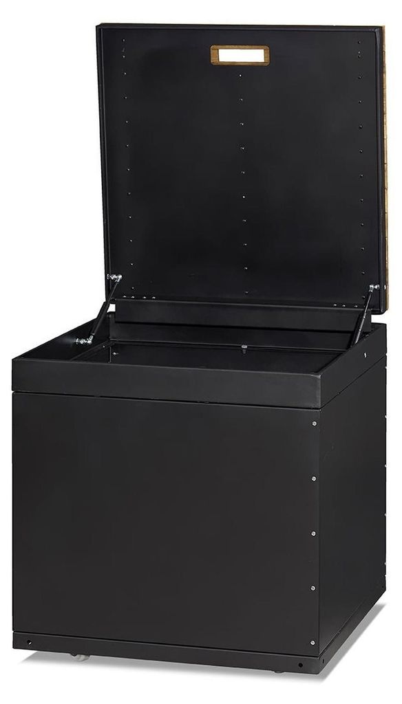 Außenküchenmodul in Schwarz aus Holz und Edelstahl für Gartenküche
