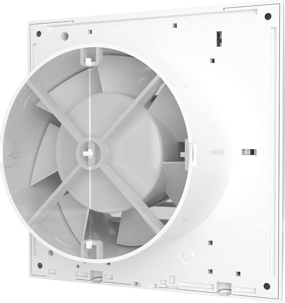 Badventilator - Ventilator für Badezimmer 100 mm mit Rückschlagklappe, Mückennetz, Luftfeuchtigkeitssensor