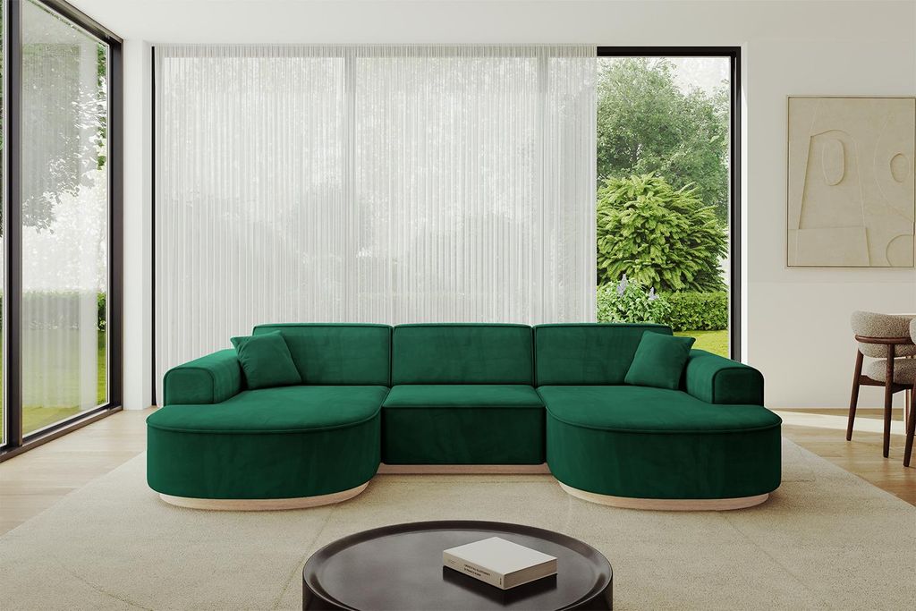 ALTDECOR Ecksofa in U-Form MARI-U1-v1 -303x171x83 cm Grün - Corner Sofa Bett Eckcouch Couch L-Form Wohnlandschaft Cauchsofa