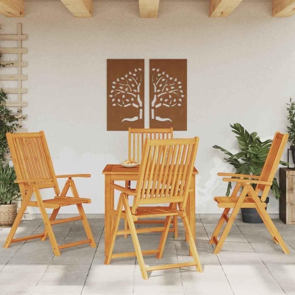 "2026 Promotion" 5-tlg. Garten-Essgruppe - mit Tisch und Stühlen - 85x85x74 cm Massivholz Akazie - Gartenmöbelset CC15810