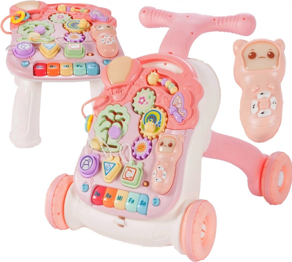 Malplay Lauflernwagen 5in1 | Lauflernhilfe für Kinder mit Licht und Sound | Rosa