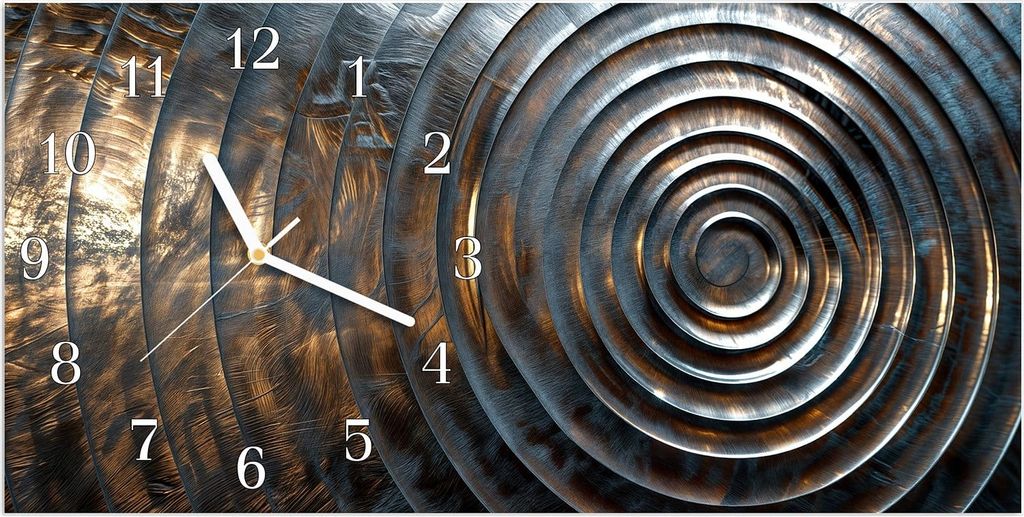 Wanduhr aus Glas mit Motiv Metallische Spiralen- 60 x 30 cm - inkl. Aufhängesystem