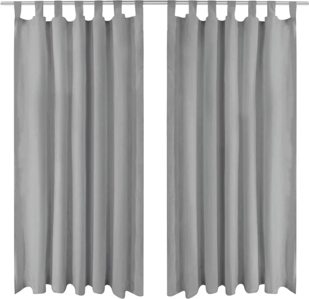 Rideaux gris aspect satiné 140x225 cm - Tissu micro-satin doux et fluide