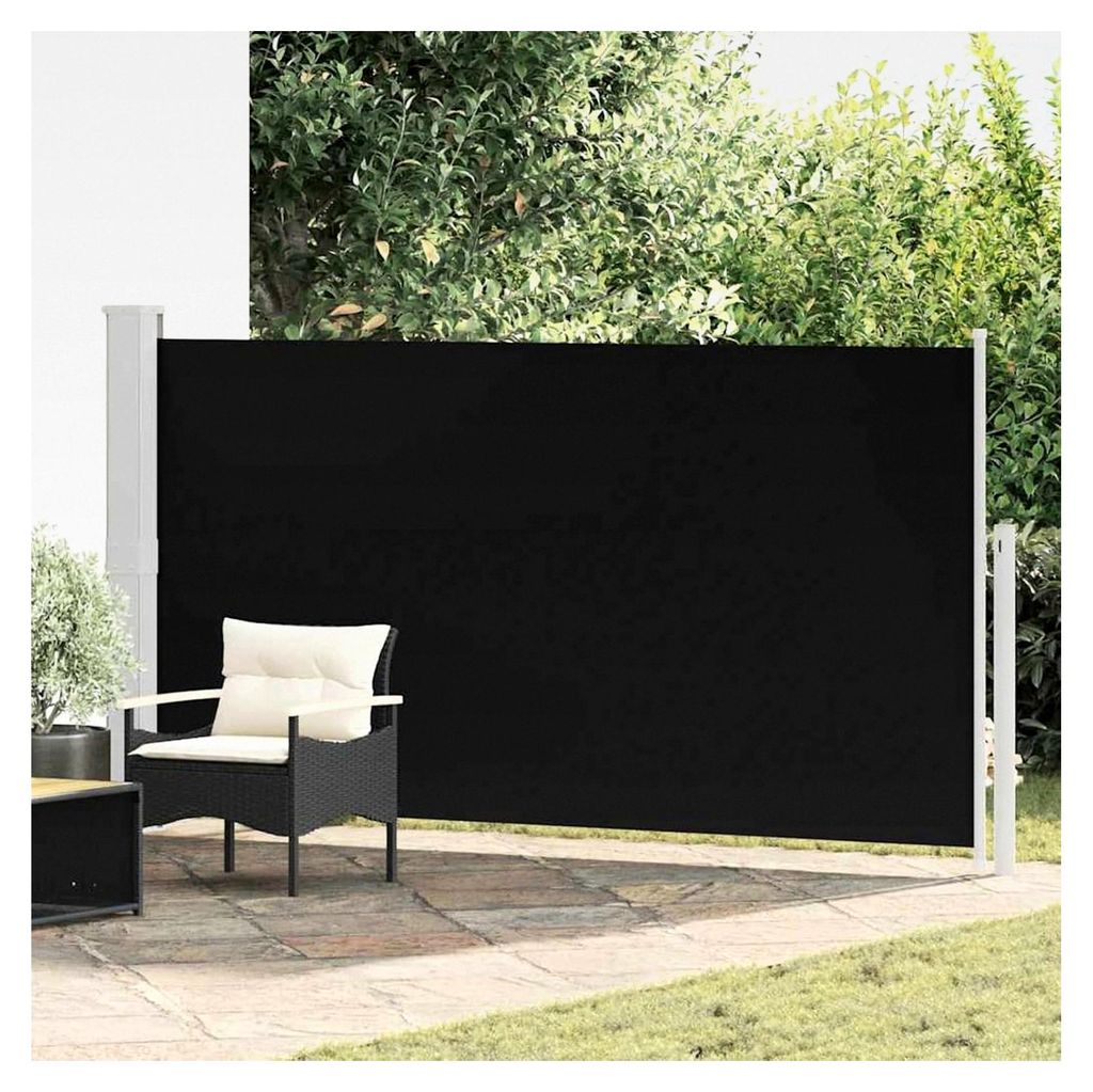 Ausziehbare Seitenmarkise 170×300 cm Schwarz, Wasserdicht für Balkon, Terrasse, Wohnmobil, Garten, Café