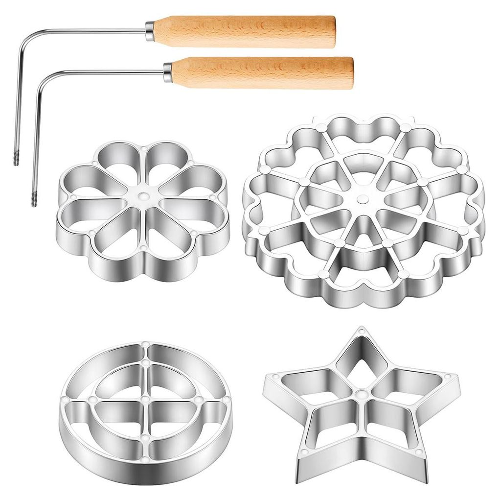 6er Set Bunuelos Form Rosetteneisen mit Holzgriff