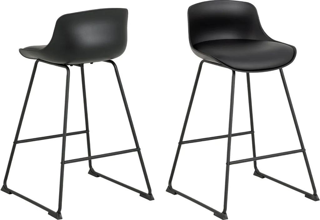 Tabouret de Bar Noir Tina en Simili Cuir : Confortable et Durable