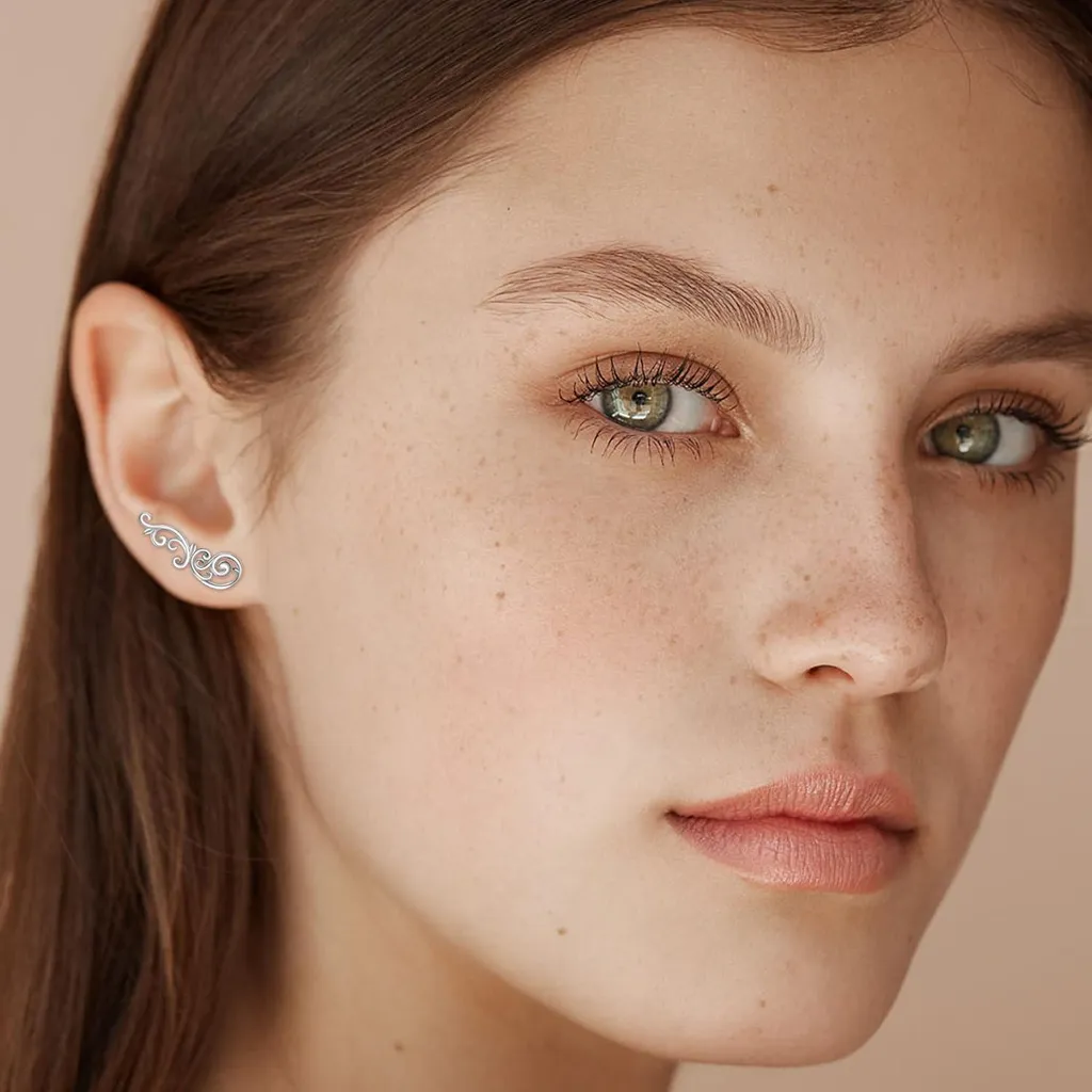Boucles d'oreilles feuilles en argent sterling style rétro chic
