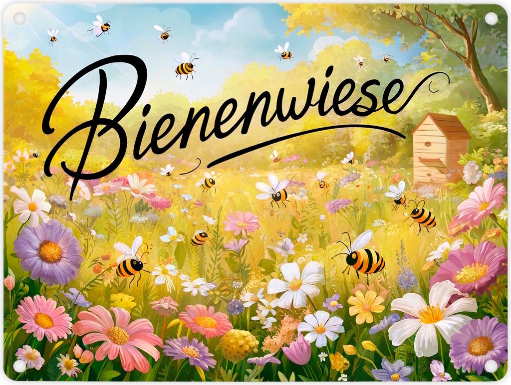 Bienenwiese Metallschild in 15x20 cm