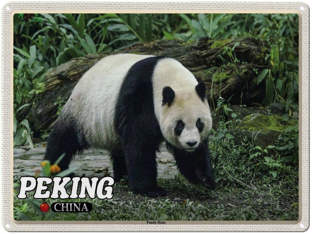 vianmo Blechschild 30x40 cm Peking China Panda Haus Bildmotiv Reisemotiv Abenteuer Reisen