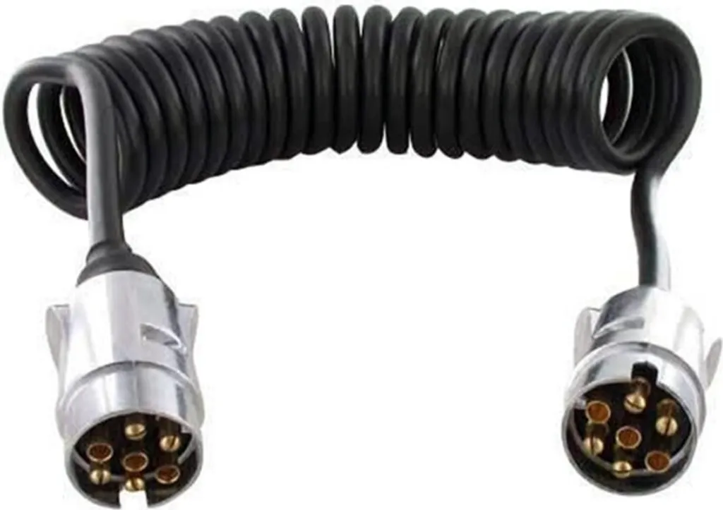 Câble spiralé 7 broches de 3,5 mètres pour remorque et caravane robuste