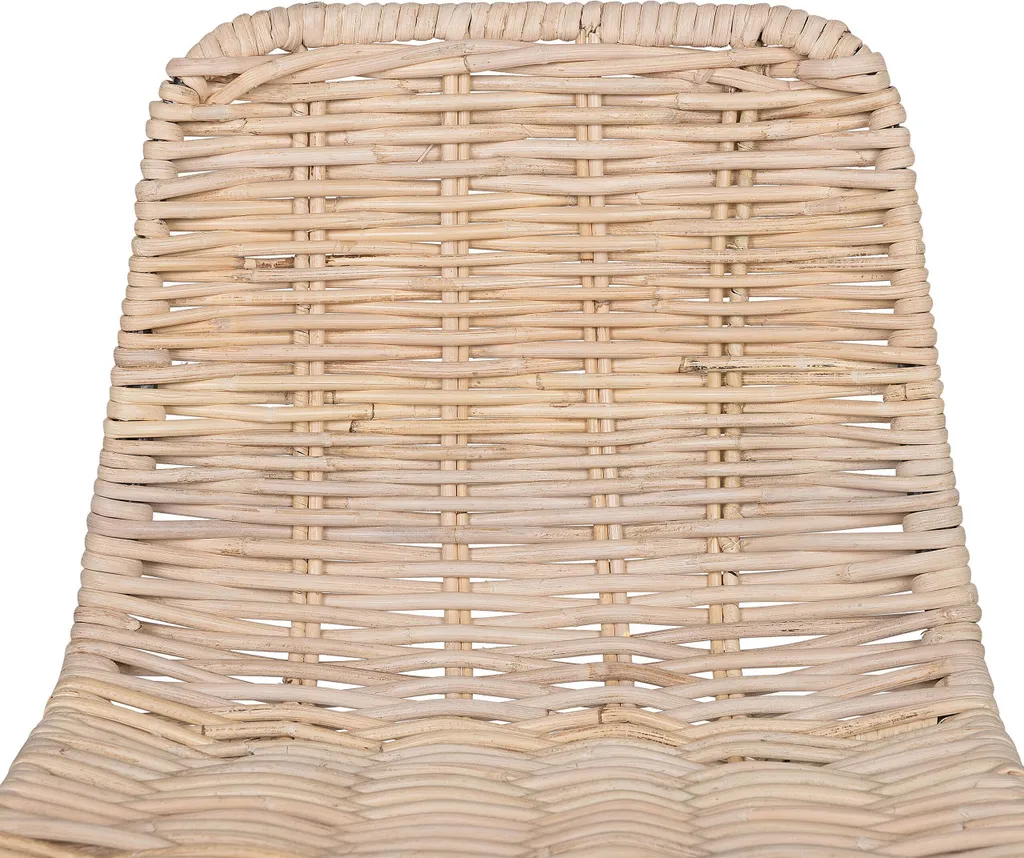 Tabourets de Bar Design Rotin Beige et Structure Métal Noir Rustique - 7