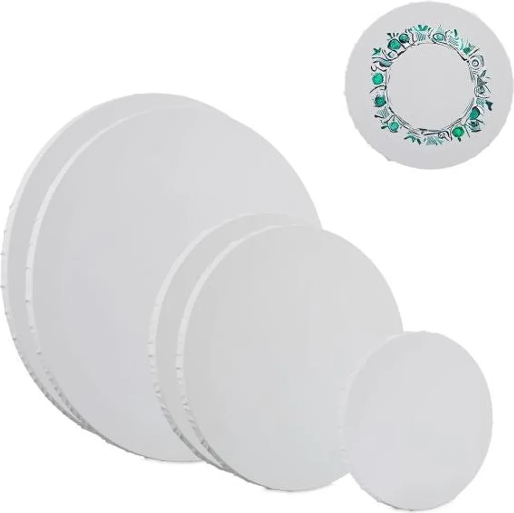Toile ronde pour peinture lot de 6 supports prêts à l'emploi sans acide