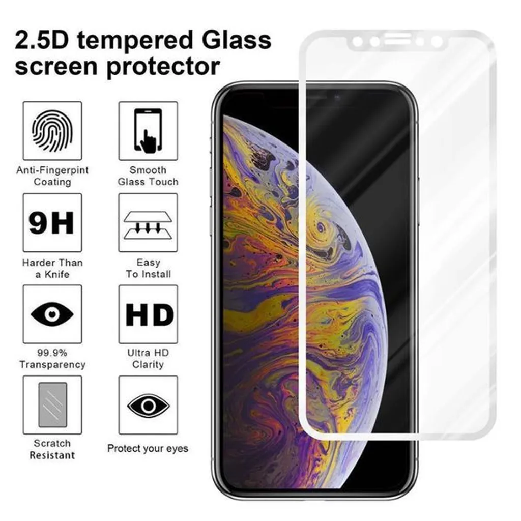 Cadorabo pellicola blindata per Apple iPhone XS MAX pellicola protettiva in bianco a schermo intero vetro temperato di protezione del display - 12