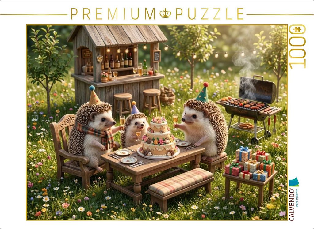 CALVENDO Puzzle Igelglück im Sommergarten | 1000 Teile Lege-Größe 64x48cm Foto-Puzzle für glückliche Stunden
