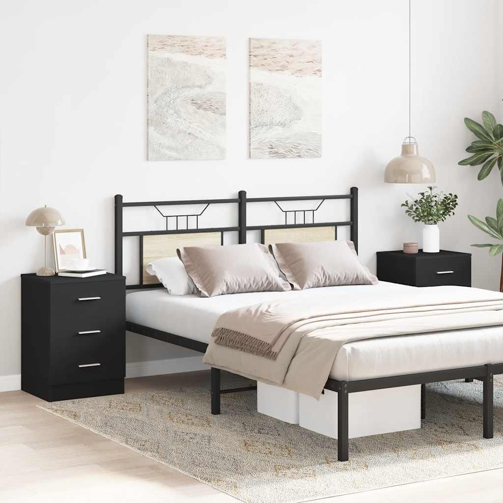 vidaXL Szafki nocne 2 szt. czarne 38x35x56 cm materiał Zdjęcie produktu 