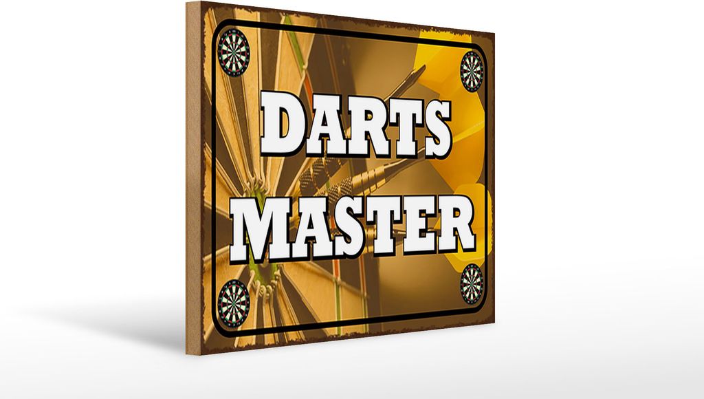 Holzschild Darts Master, 40x30 cm, Holzschilder Spruch Sport Hobby