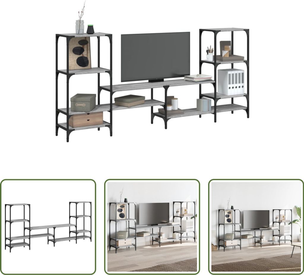 The Living Store TV-Schrank Grau Sonoma 206,5x28,5x95 cm Holzwerkstoff