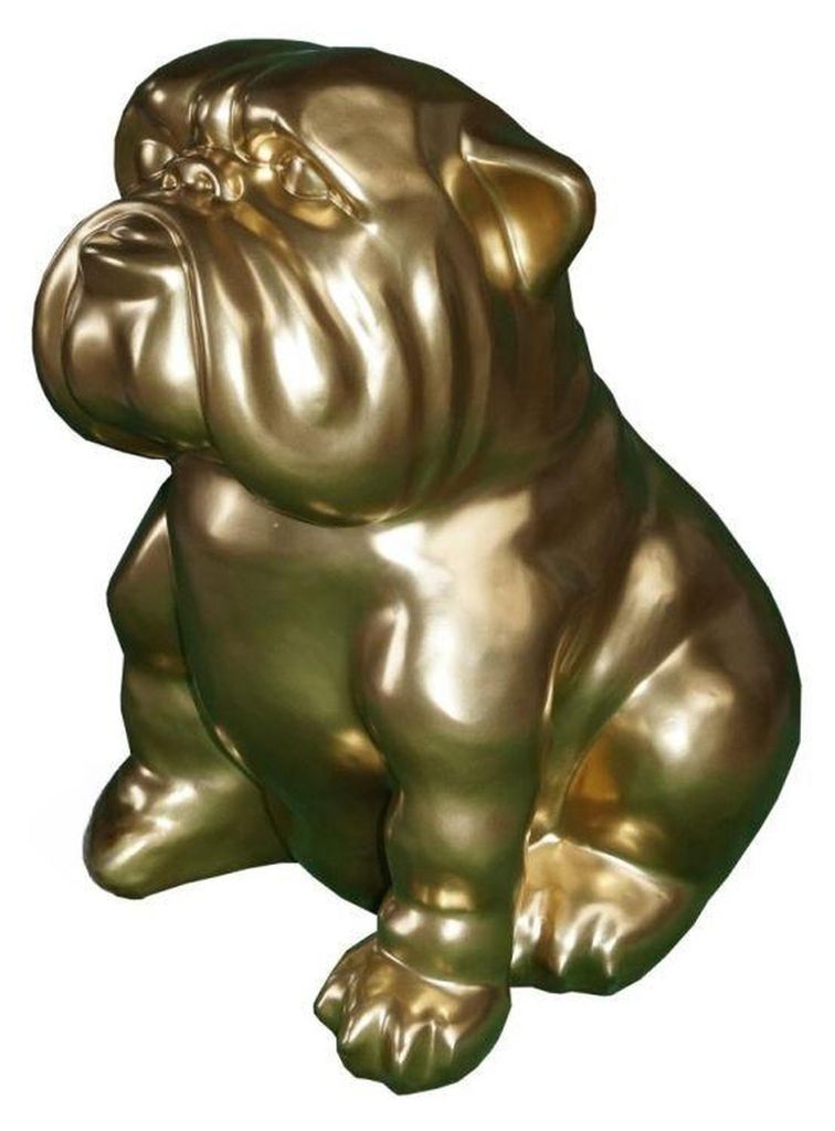 Design Hund Figur Statue Skulptur Figuren Skulpturen Dekoration Deko Gold Dog