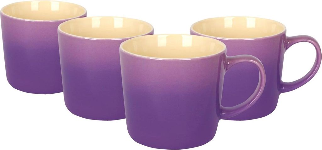 Argon Ta Tassen aus neuem Bone China – 330 ml – Lila Ombre – 4er-Pack
