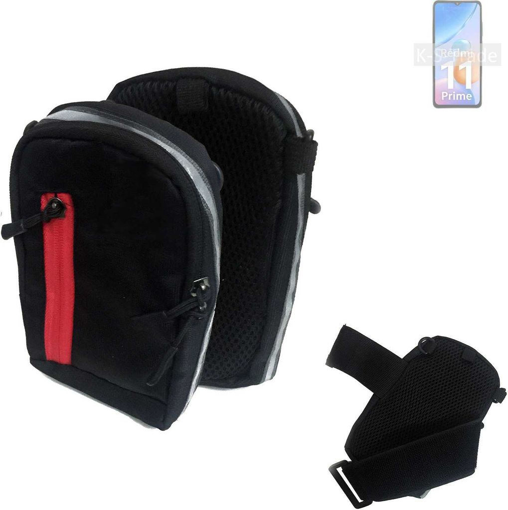 K-S-Trade Outdoor Gürteltasche Holster Umhängetasche kompatibel mit Xiaomi Redmi 11 Prime schwarz Handy Tasche Case travelbag Schutz Hülle Handy