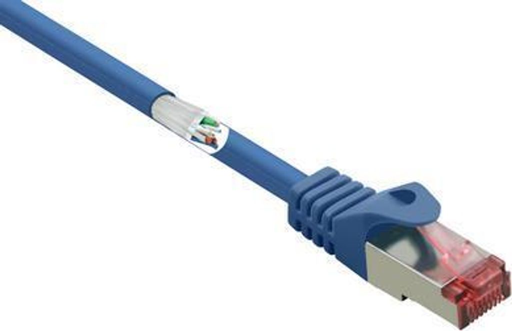 Renkforce RF-4981664 RJ45 Netzwerkkabel, Patchkabel CAT 6 S/FTP 2.00 m Blau mit Rastnasenschutz, vergoldete Steckkontakte, Flammwidrig 1 St