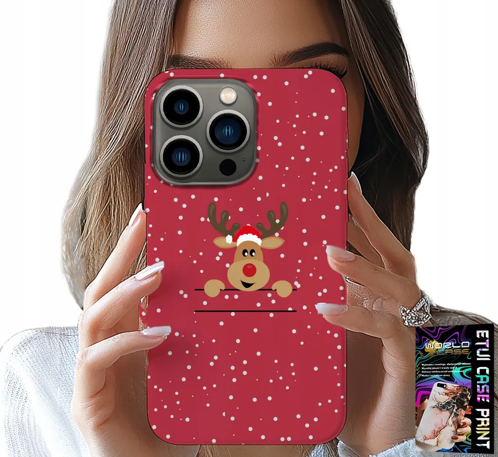 Custodia iPhone 14 Pro Natale Renna + Vetro Temperato Omaggio