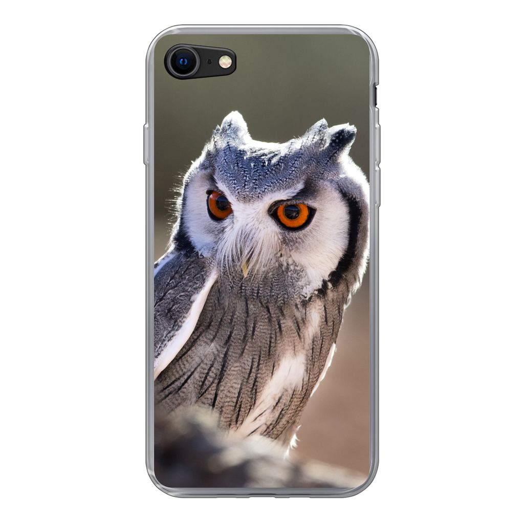 MuchoWow Handyhülle Schutzhülle Hülle für iPhone SE 2022 Eule - Makro - Tier Silikon Softcase Handy Hülle - Schutzhülle