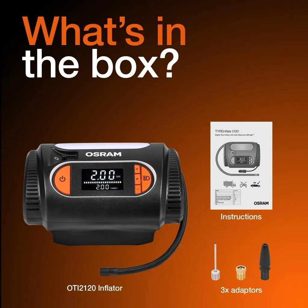 Compressore Portatile Pneumatici OSRAM 2120 Display LCD Auto e Moto 12V - 8