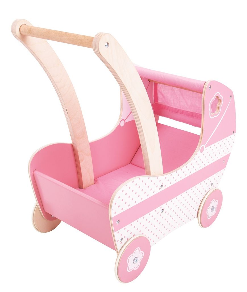 Bigjigs Toys Hölzerner Kinderwagen für Puppen