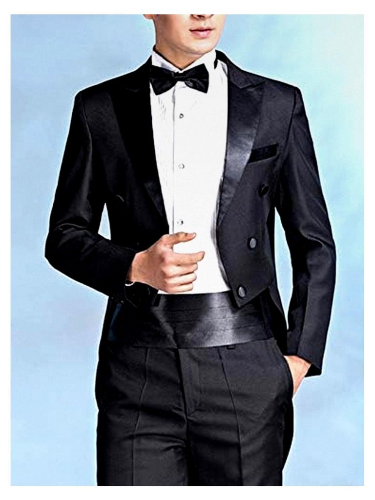 Herren Satin Kummerbund Fliege Einstecktuch 3 in 1 Set für Hochzeit, Party, Ball, Bankett, Smoking - Einfarbig