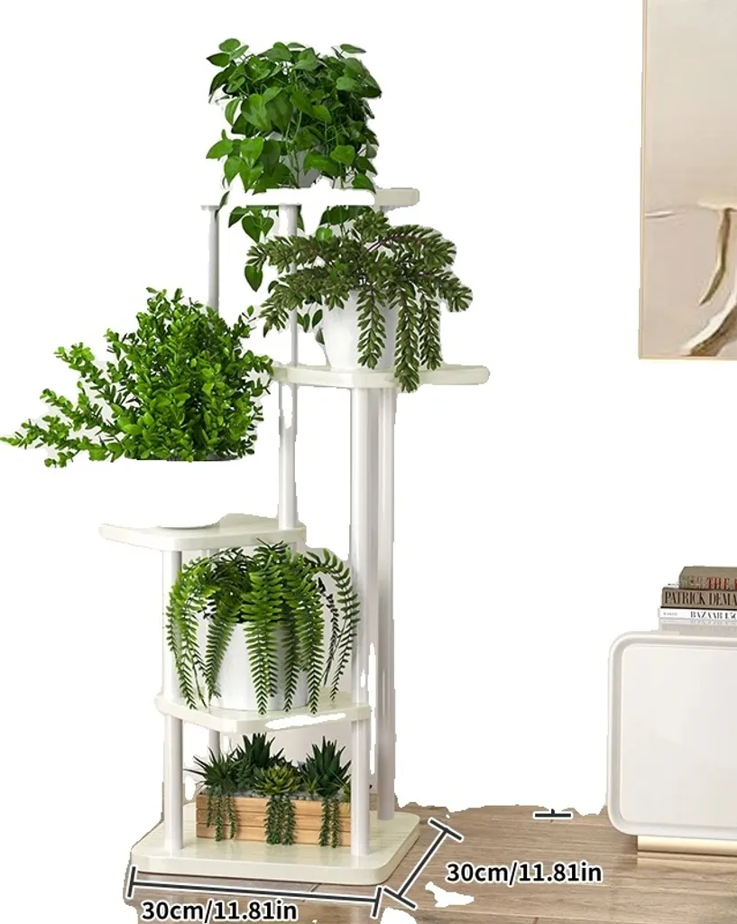 Étagère à fleurs bois blanc 5 niveaux LSB - Rangement robuste 100cm