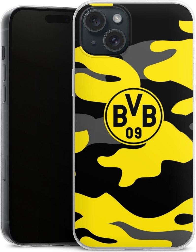 DeinDesign Slim Hülle für Apple iPhone 15 Plus Silikon Case Ultra Dünn Handyhülle BVB Borussia Dortmund Fanartikel