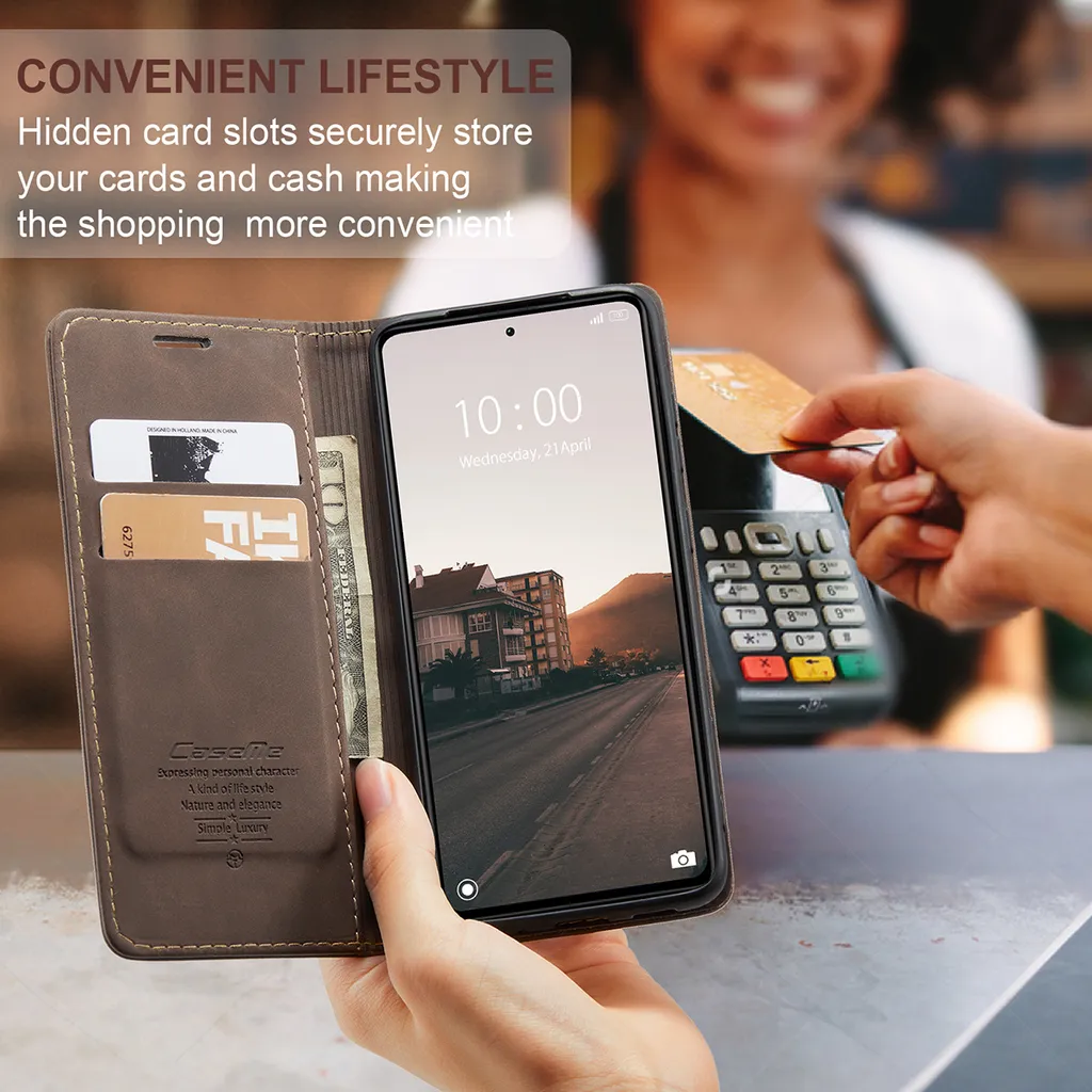 LBH Custodia A Portafoglio Per Xiaomi Redmi Note 12 Pro+ 5G, Marrone Scuro – Pelle Sintetica Con Slot Carte E Supporto Magnetico