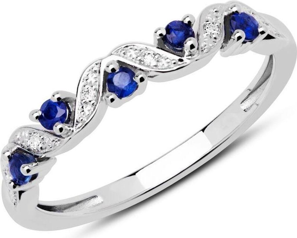 585er Weißgold Ring Diamanten Saphire Unique DR0422 Produktbild 