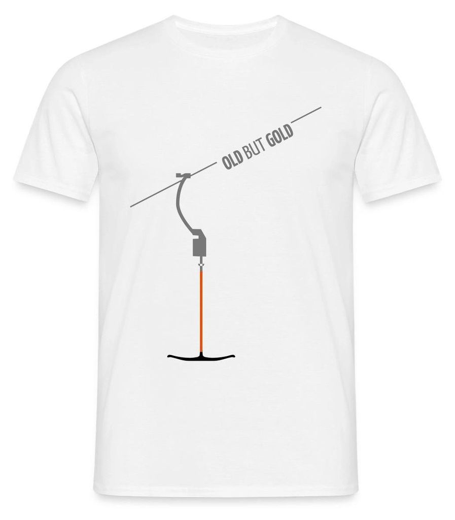Spreadshirt Old But Gold Der Ankerlift im Skigebiet Männer T-Shirt, 3XL, Weiß