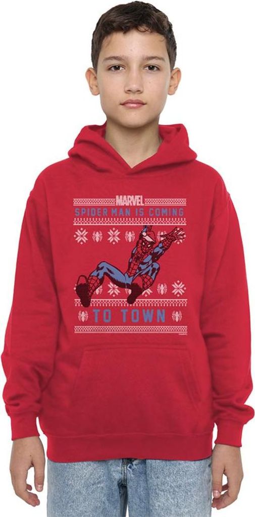 Spider-Man - Kapuzenpullover für Kinder, Zum Überziehen, weihnachtliches Design TV23176 (152-158) (Rot)