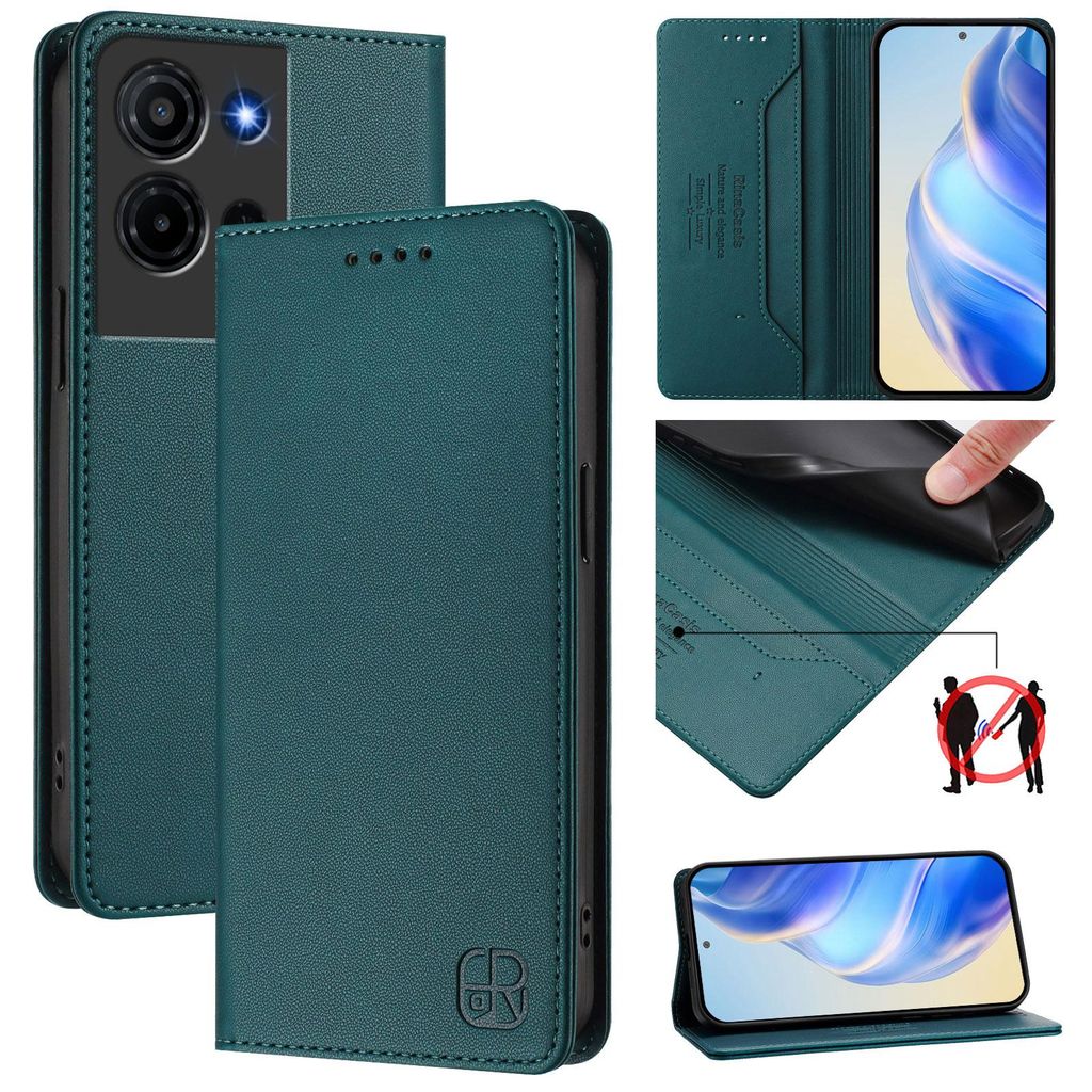 Lederhülle für TCL K32 / K33 Hülle Flip Brieftasche Kartenfächern Ständer Schutzhülle Dunkelgrün