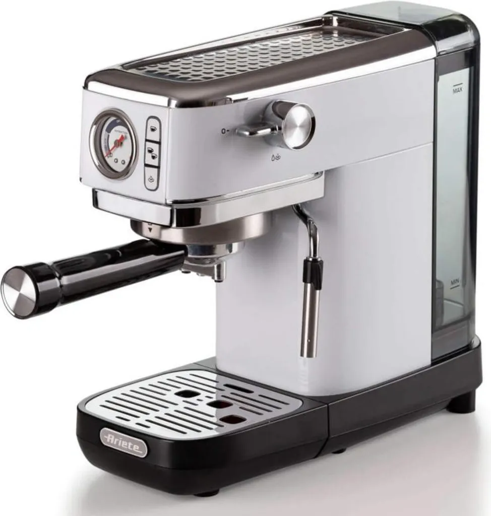 Cafetière expresso manuelle Ariete 1381 en métal blanc pour café moulu