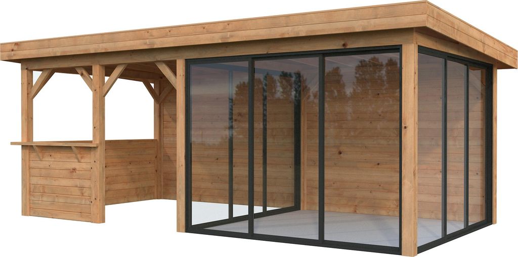 Palmako Gartenhaus Connect Lenna 16,6 m² Set 408 Slide hellbraun tauchgrundiert