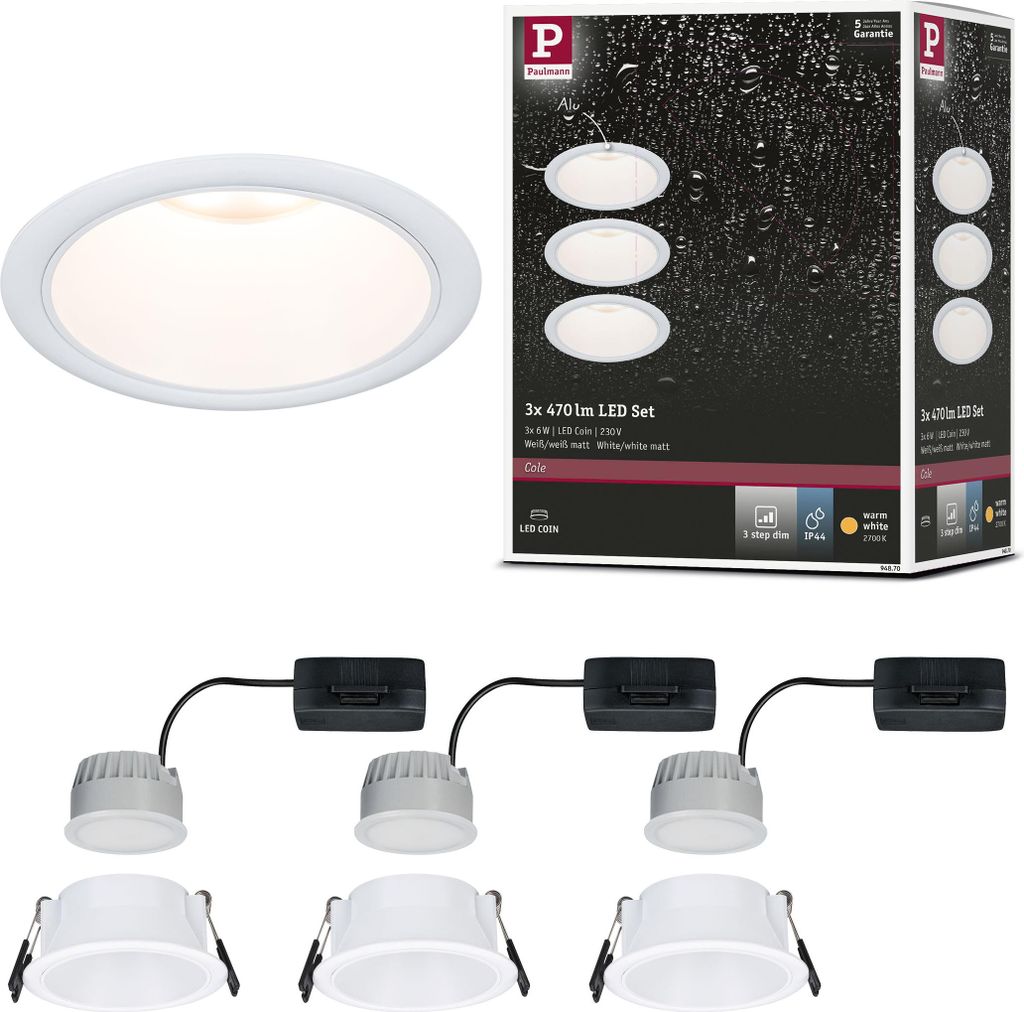 Paulmann LED Einbauleuchte Cole 3er-Set