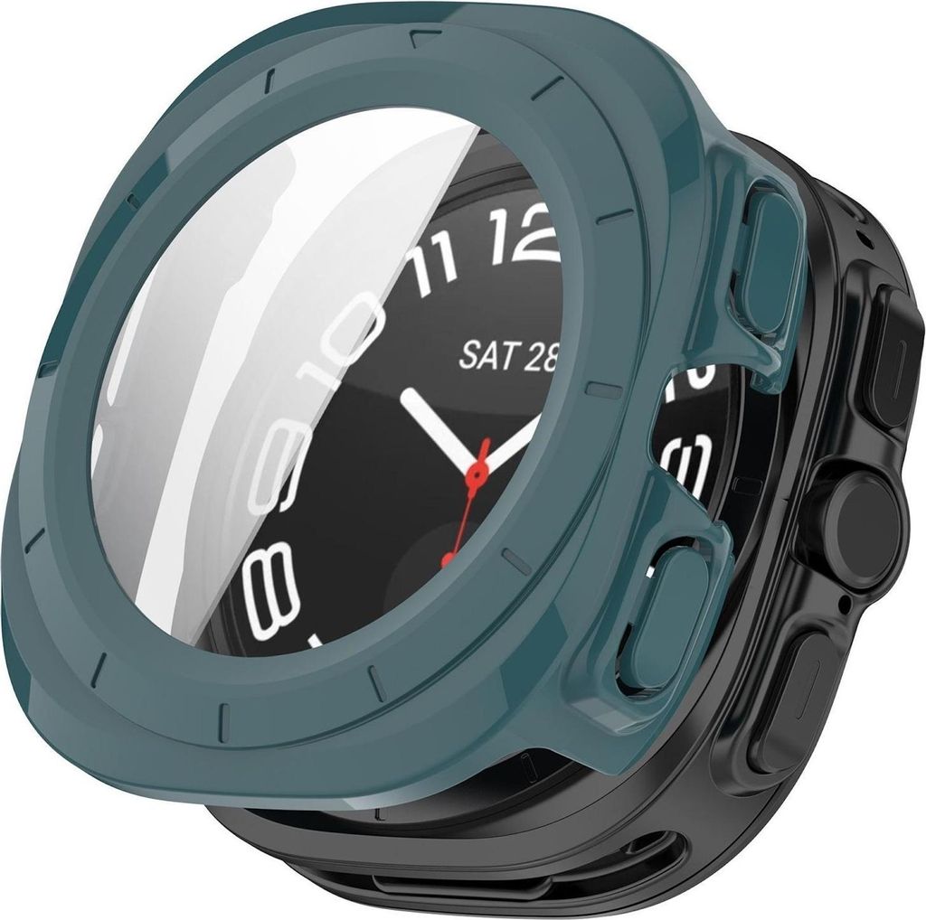 Für Samsung Galaxy Watch Ultra 47mm / Ultra 2025 Schutzhülle + 9H Hart Glas Grün