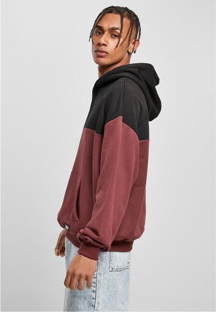 Urban Classics - Herren Upper Block Hoodie CHERRY/BLACK S