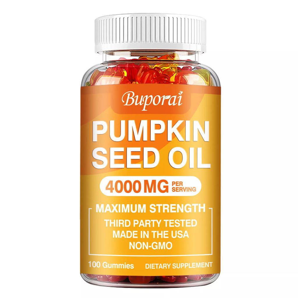 Pumpkin Seed Oil Gummies 4000 mg (100 Gummibärchen) Nahrungsergänzungsmittel, Haare, Haut, Prostata und Harnwege