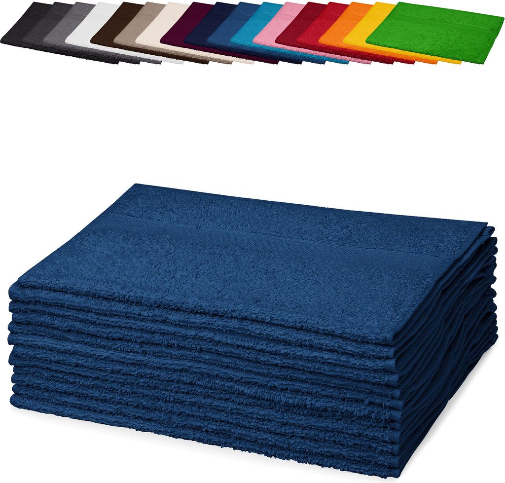 10er PACK Gästetücher 30x50 cm Gästehandtücher Kinderhandtücher Babyhandtücher 100% Baumwolle, Farbe: Blau