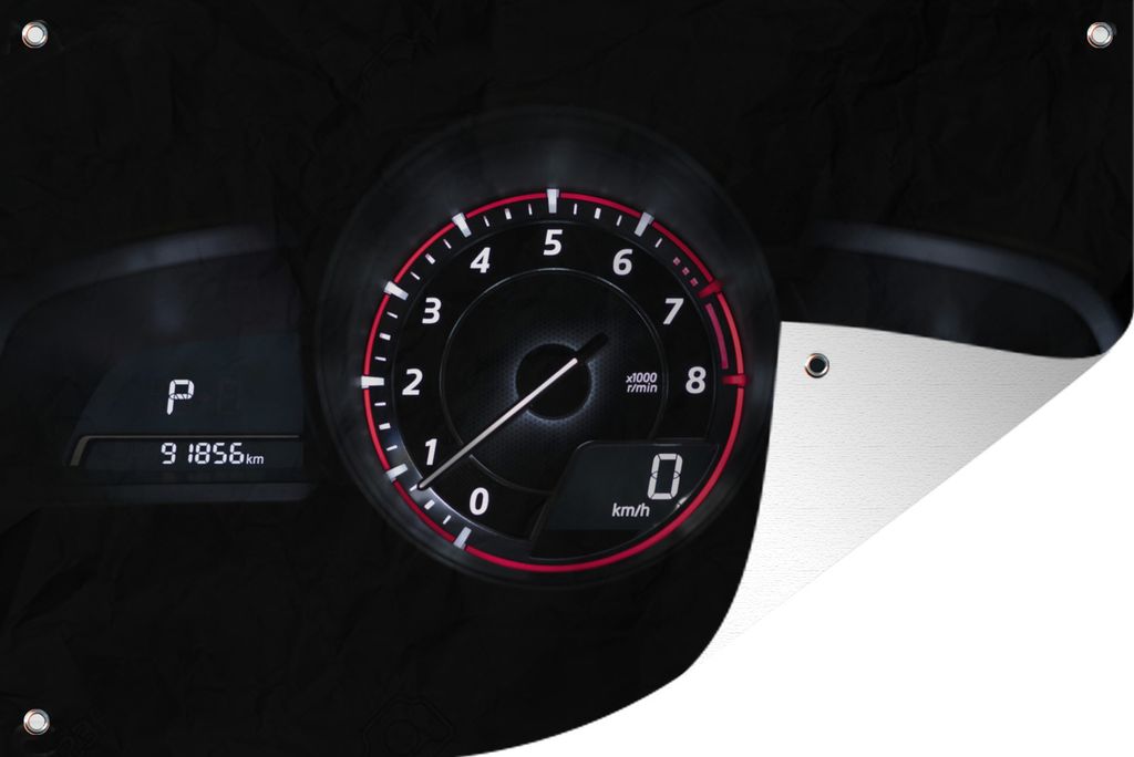 MuchoWow 60x40 cm Outdoor-Poster Gartendeko Sichtschutz Garten Poster für den Garten Moderner Tachometer auf dem Armaturenbrett eines Autos