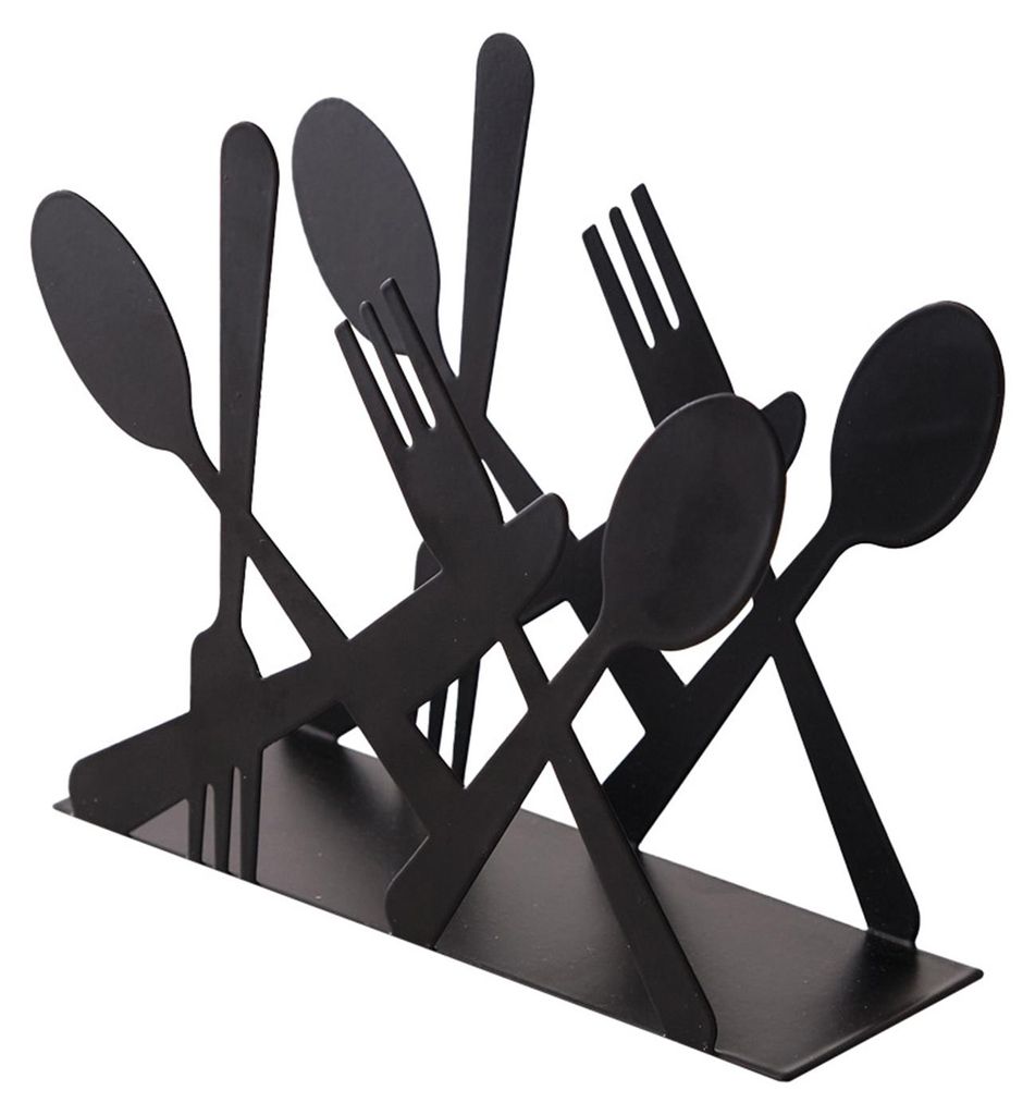 Moderner, stehender Serviettenhalter aus Metall mit Geschirr-/Weinglas-Design für Küche, Esszimmer und Restaurant
