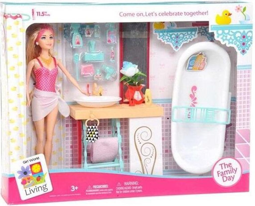 eine puppe im badezimmer